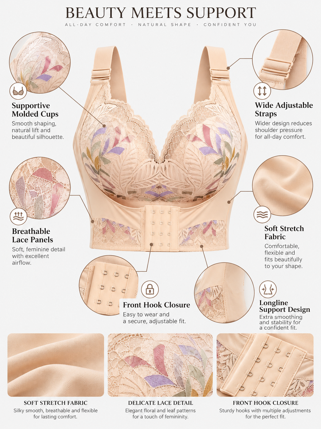 Front Closure Wireless Lift Bra