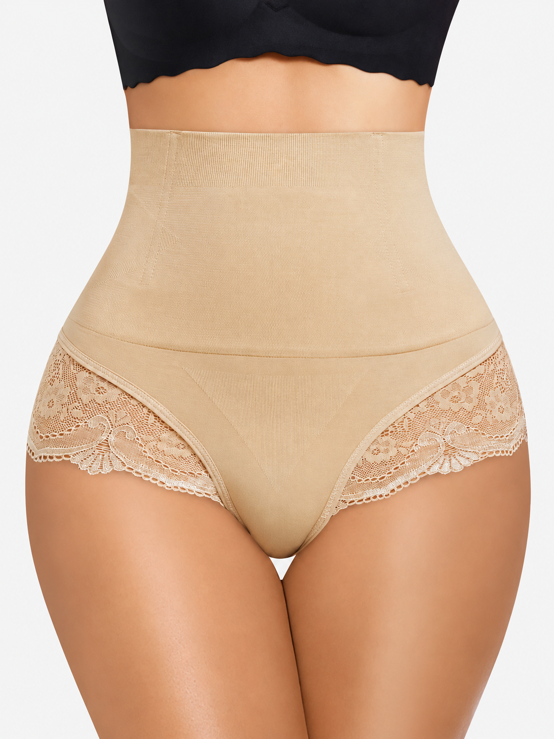 Seamless High-waisted Lace Tummy-control Panties