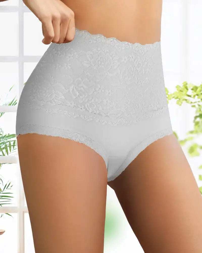 Women's Floral Lace High Waist Hip Lifting Cotton Briefs (6 Pack)