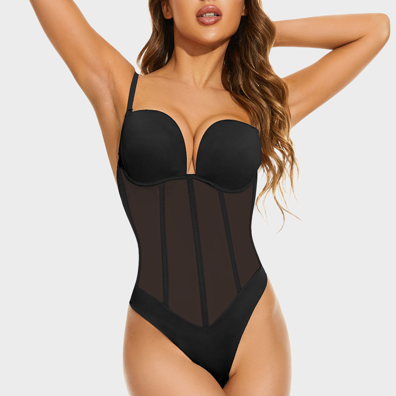 One Piece Sleeveless See-through Shapewear