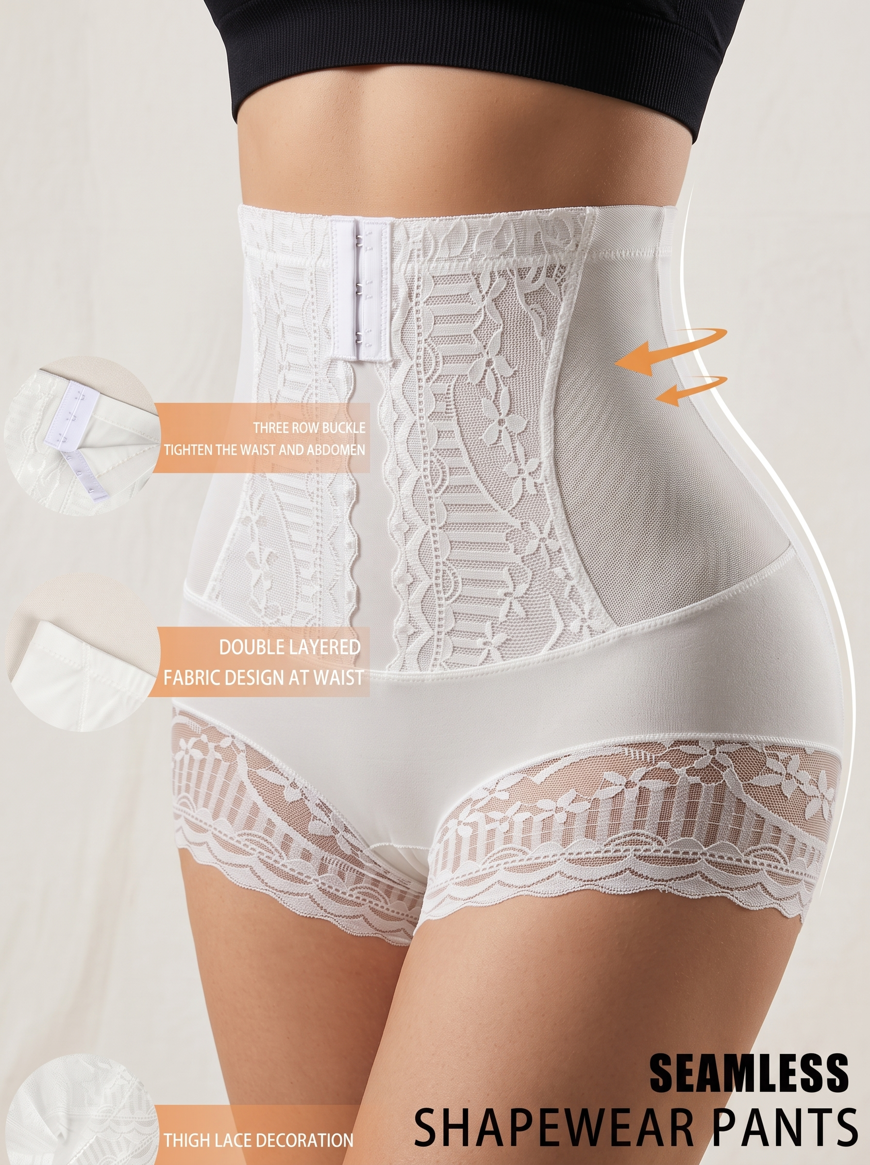 High-waisted Lace Front-button Shaping Seamless Underwear