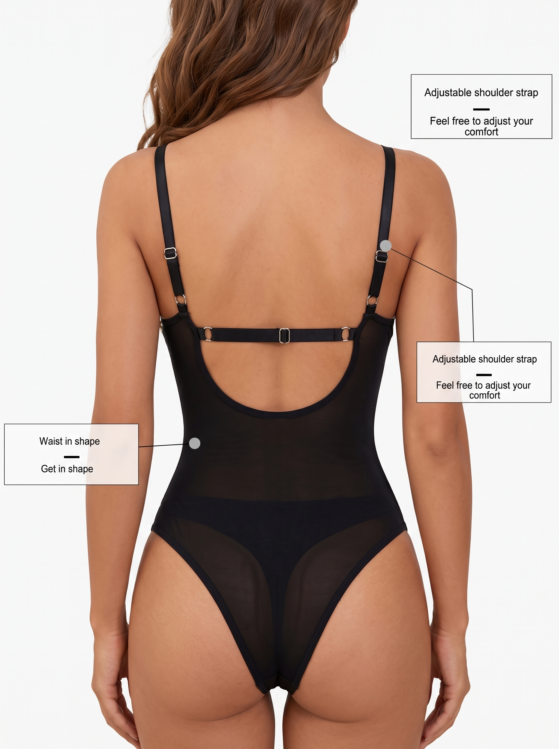 Women's Lace Bodysuit – Light-control Camisole Shapewear With Open-back Design