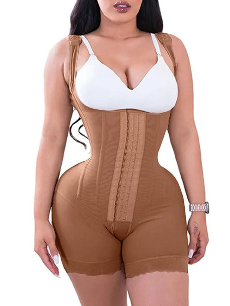 High Double Compression Garment Abdomen Control Hook Bodysuit