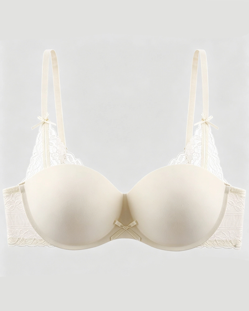 Lace Bow Padded Push-up Underwire Bra
