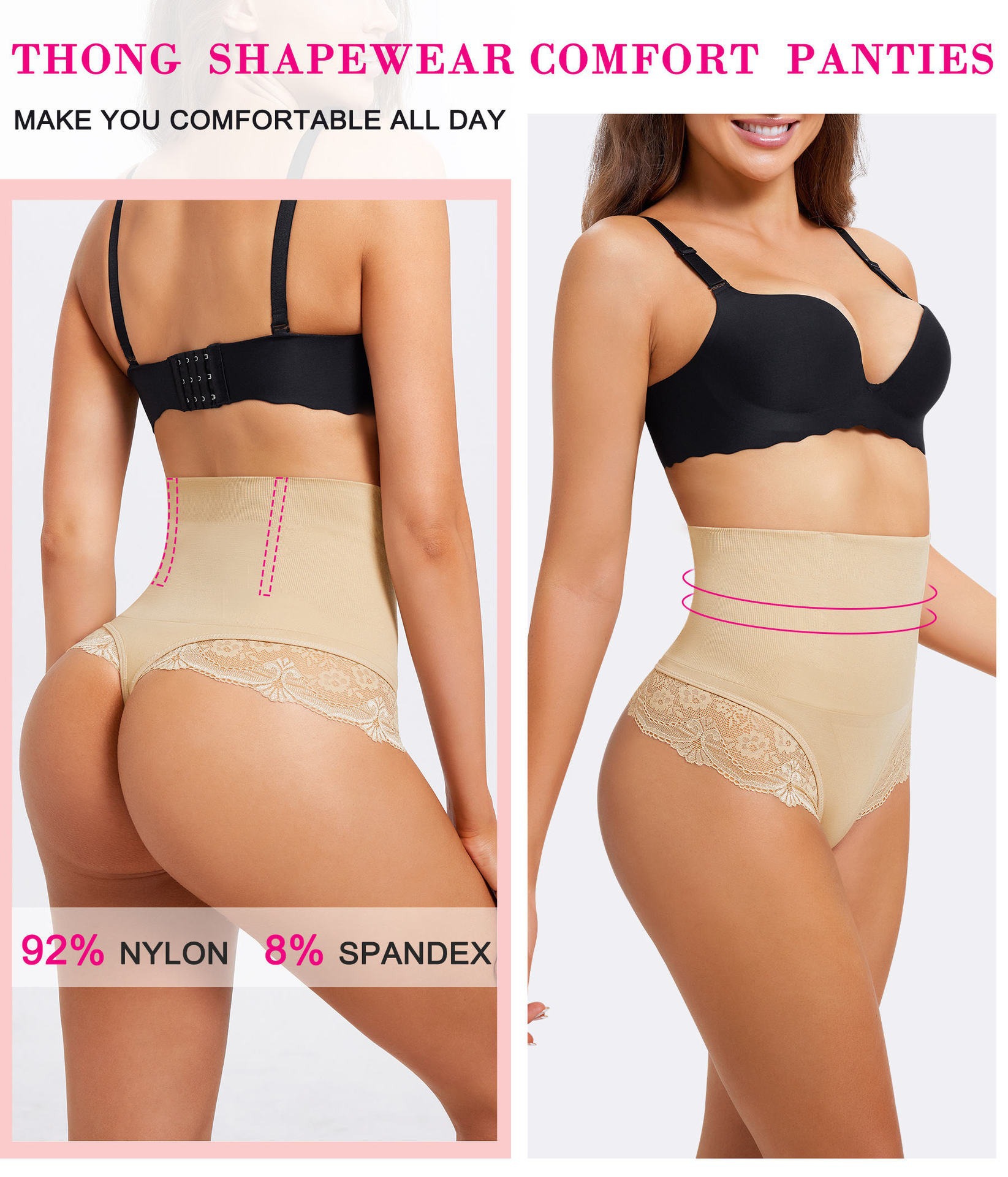 Seamless High-waisted Lace Tummy-control Panties