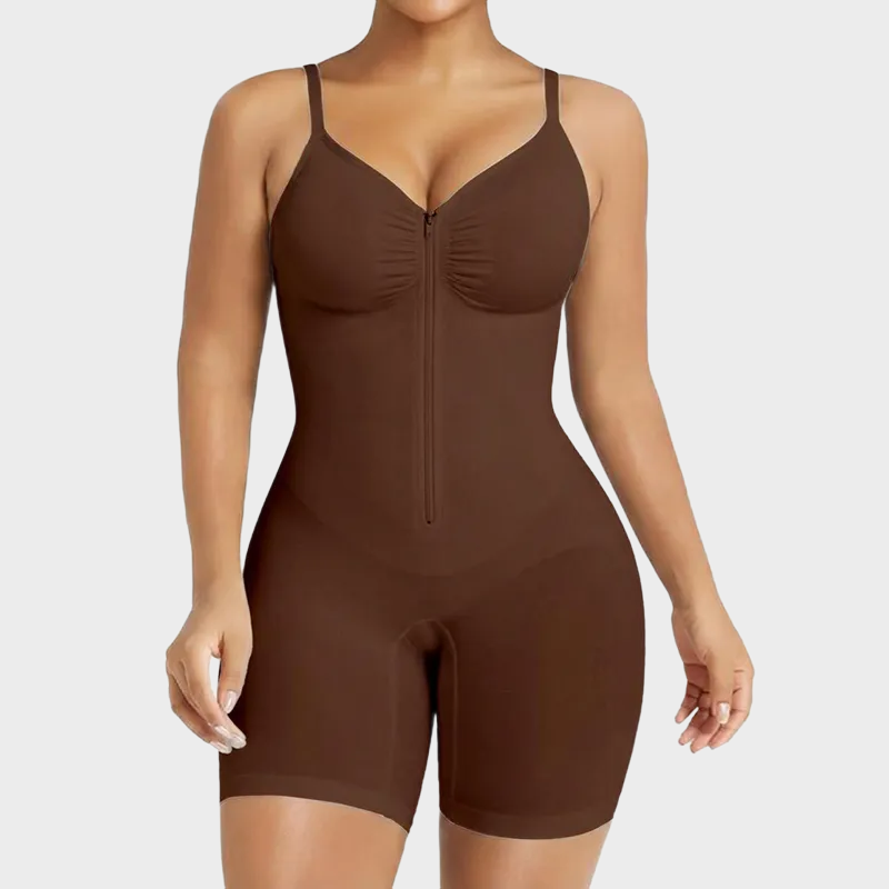 Women's Tummy Control Zip Front Bodysuit