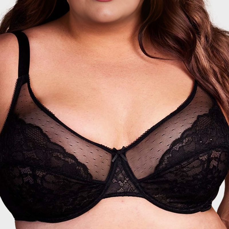 Unlined Mesh Full Coverage Lace Minimizer Bra
