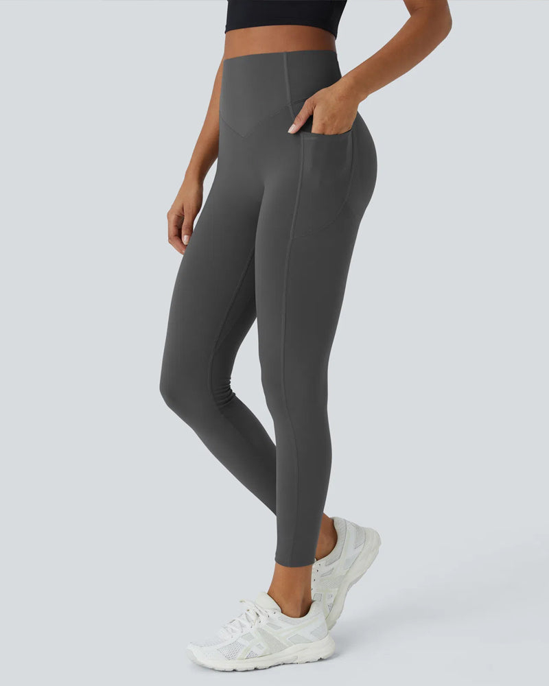 High Waisted Tummy Control Workout Leggings With Side Pockets