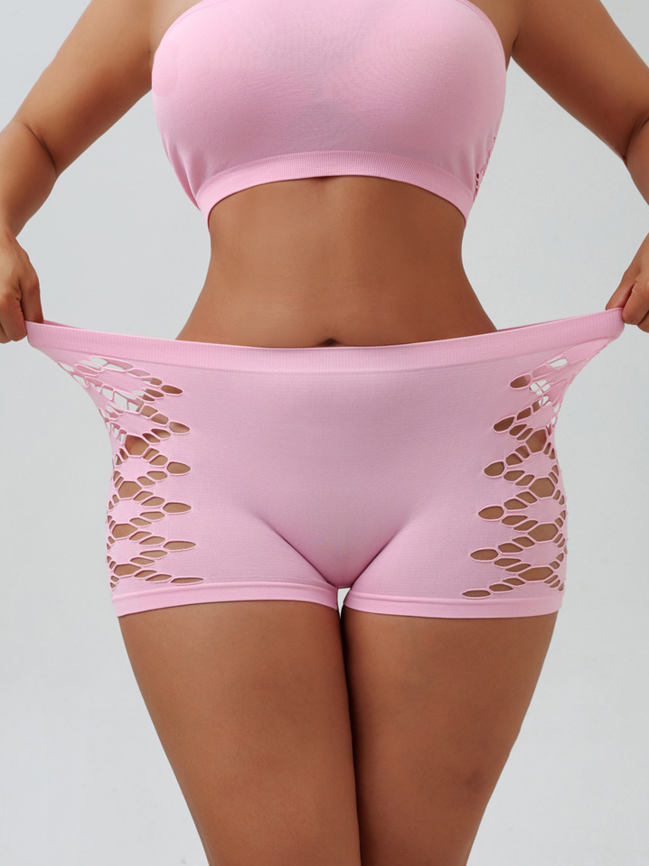 Solid Color Geometric Cutout Boxer Briefs