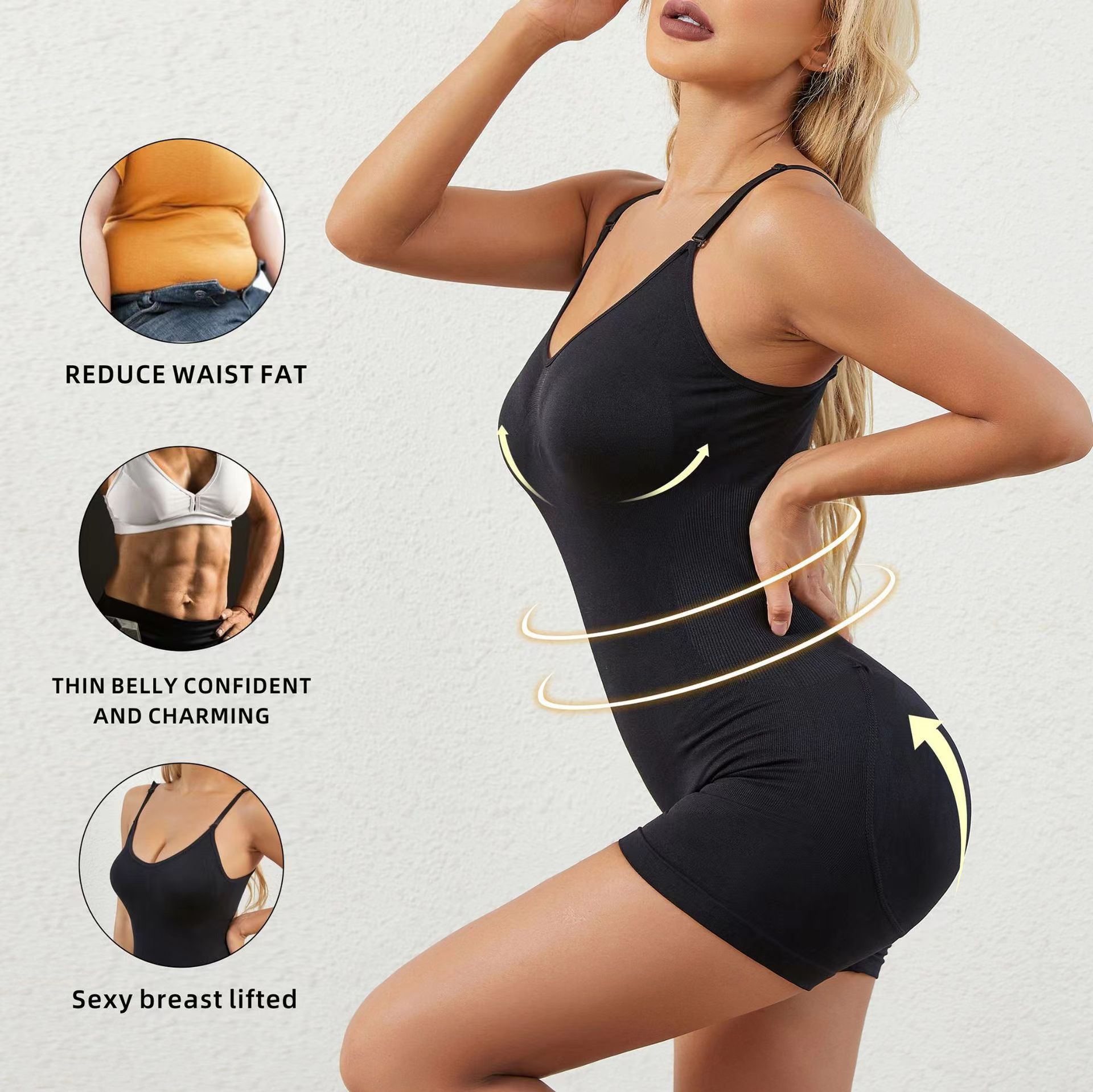 Solid Color Suspenders Waist-Lifting One-Piece Corset