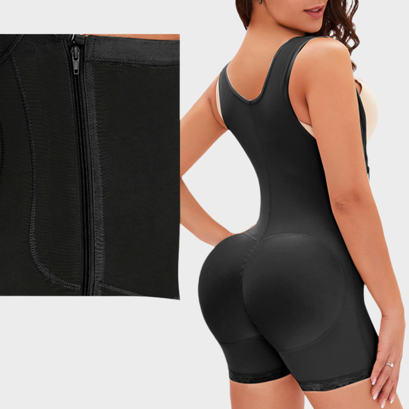 U-Neck Design Tummy Control Butt Lefting Solid Bodysuit