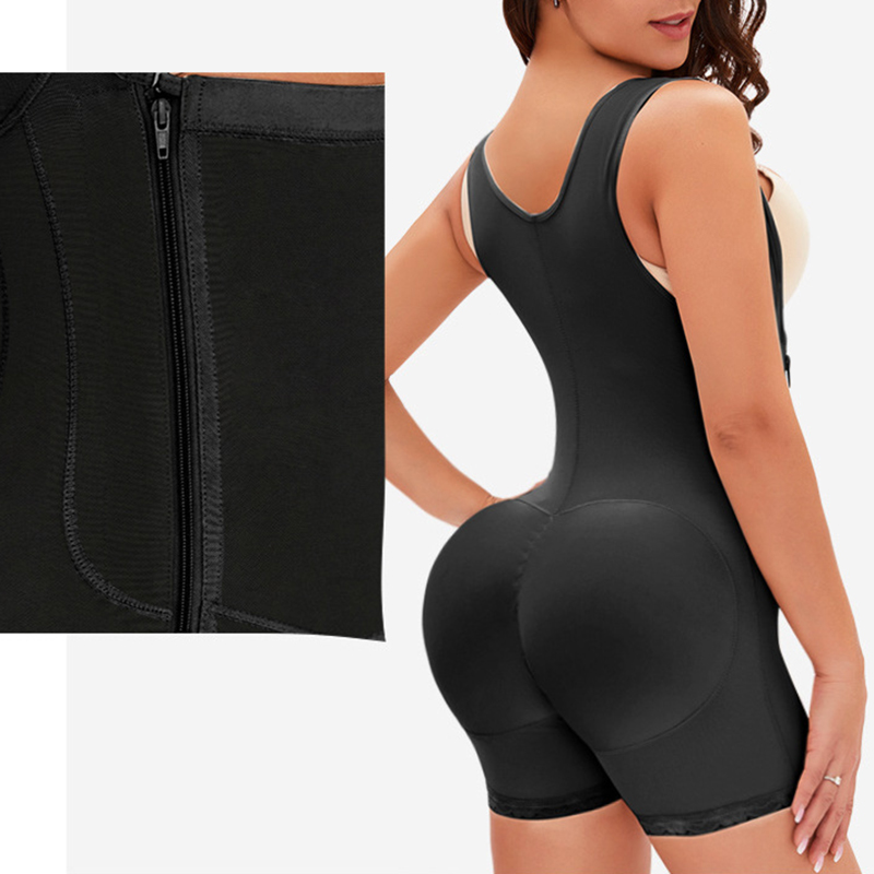 U-Neck Design Tummy Control Butt Lefting Solid Bodysuit