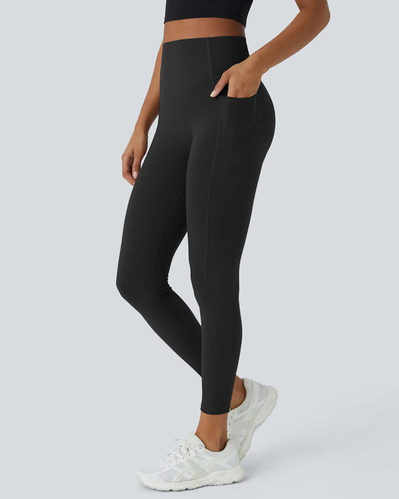 High Waisted Tummy Control Workout Leggings With Side Pockets
