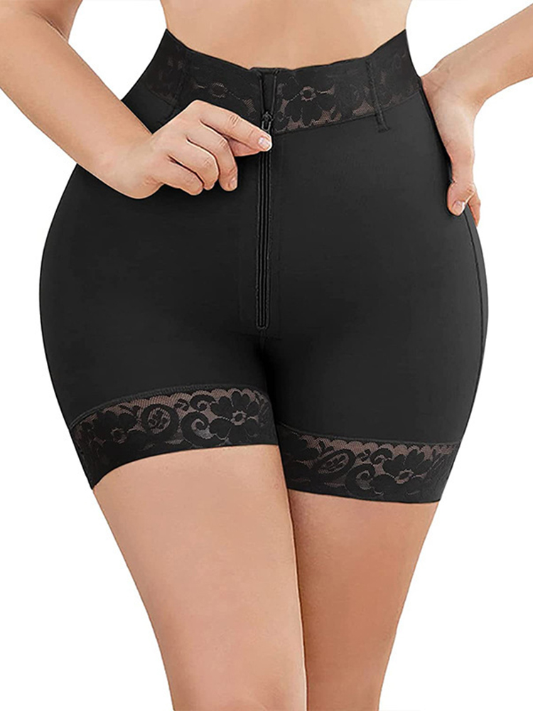 Mid Rise Tummy Control Fajas Butt Contour Zippered Tummy Control Pants