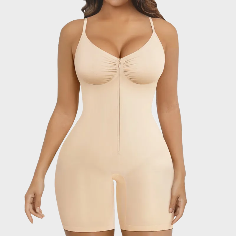 Women's Tummy Control Zip Front Bodysuit