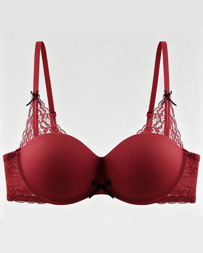 Lace Bow Padded Push-up Underwire Bra