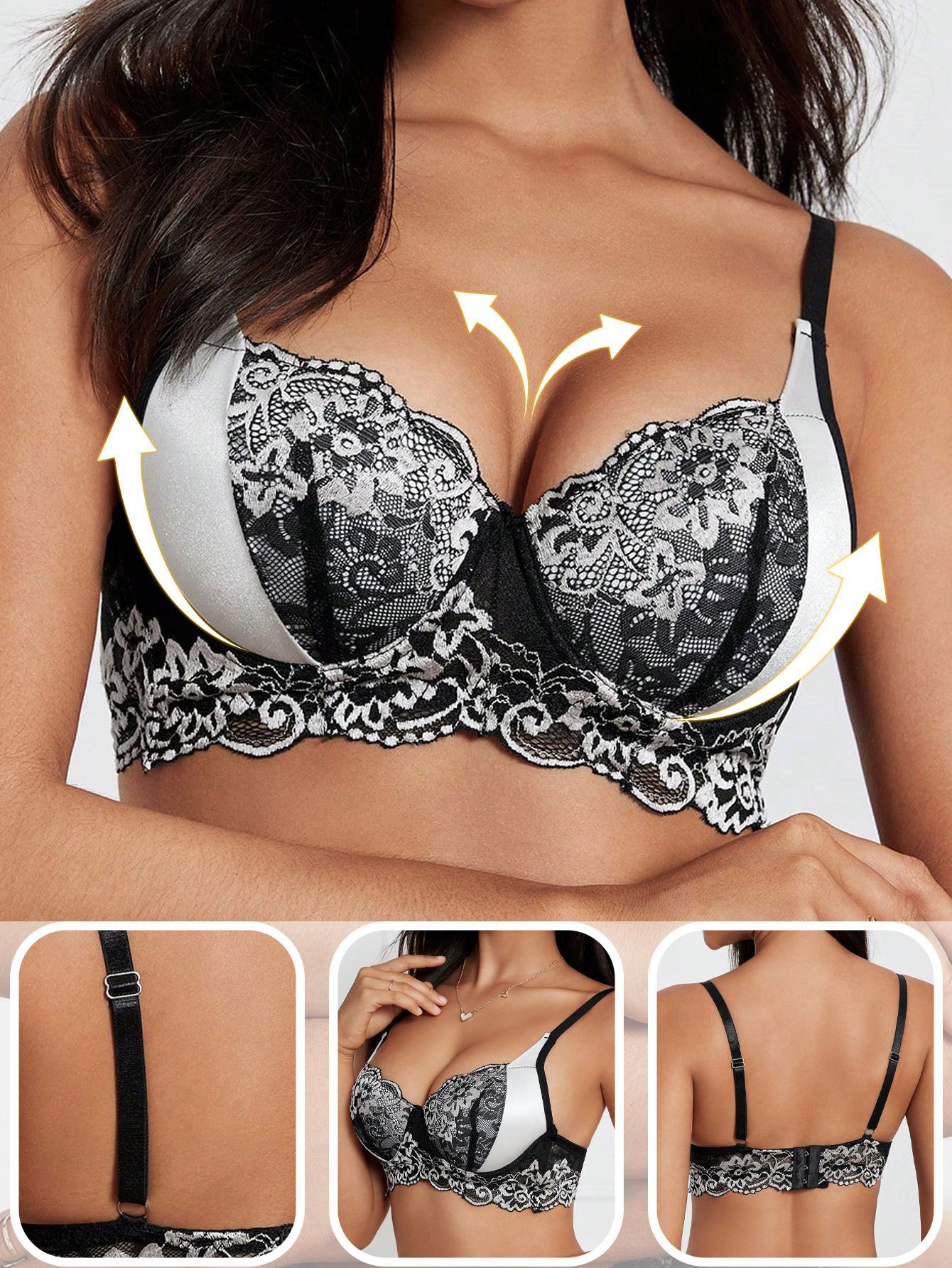Floral Embroidery Push-up Bra