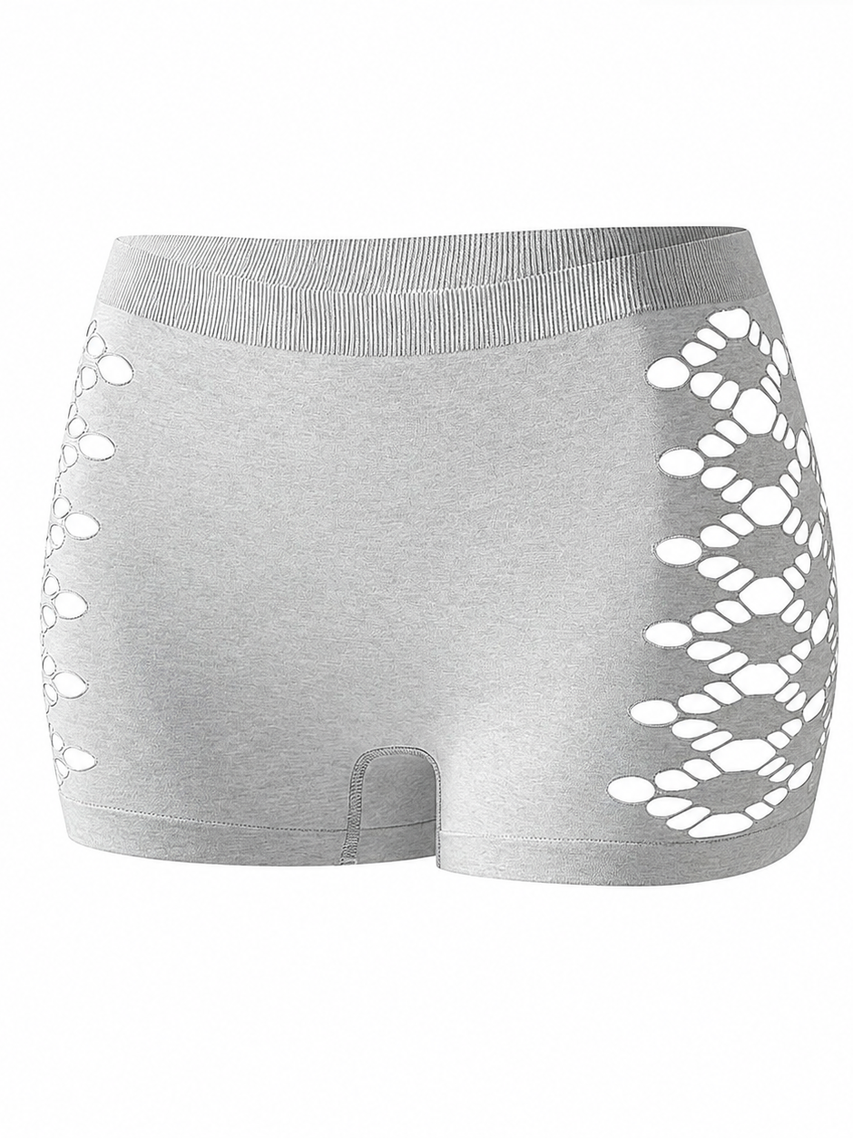 Solid Color Geometric Cutout Boxer Briefs