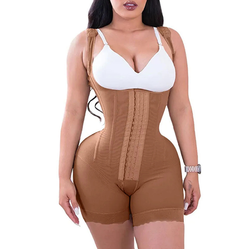 High Double Compression Garment Abdomen Control Hook Bodysuit