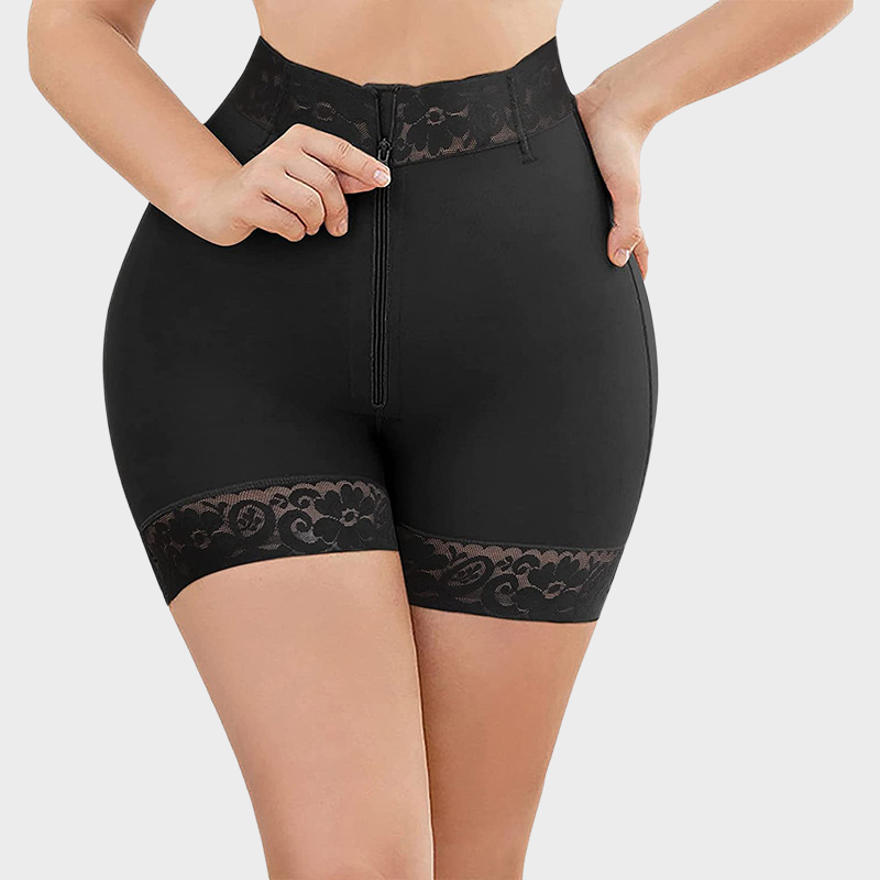 Mid Rise Tummy Control Fajas Butt Contour Zippered Tummy Control Pants