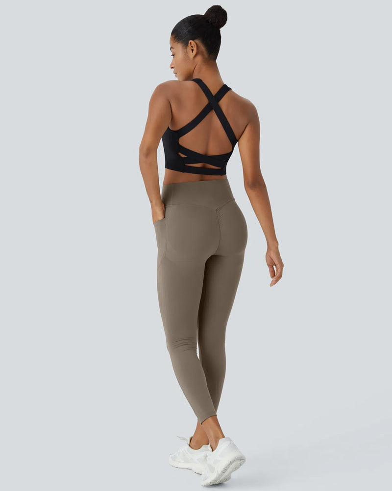 High Waisted Tummy Control Workout Leggings With Side Pockets