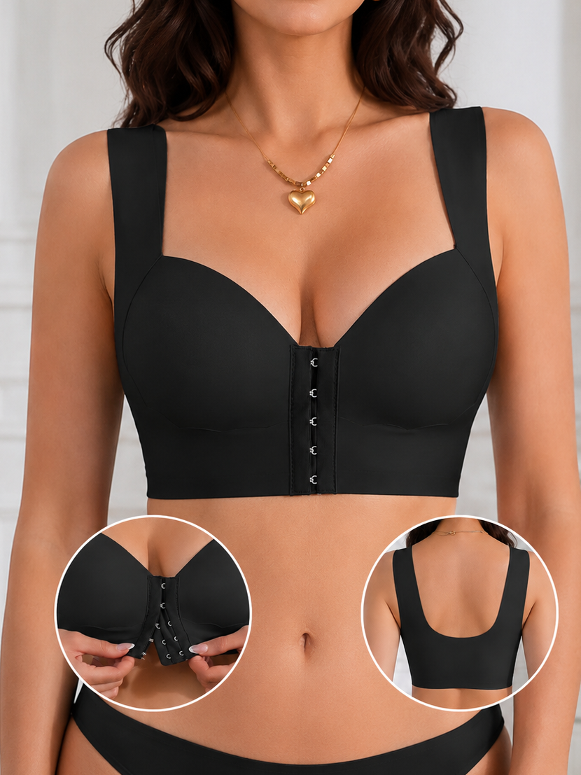 Front-fastening Push-up Wire-free Vest-style Seamless Backless Bra
