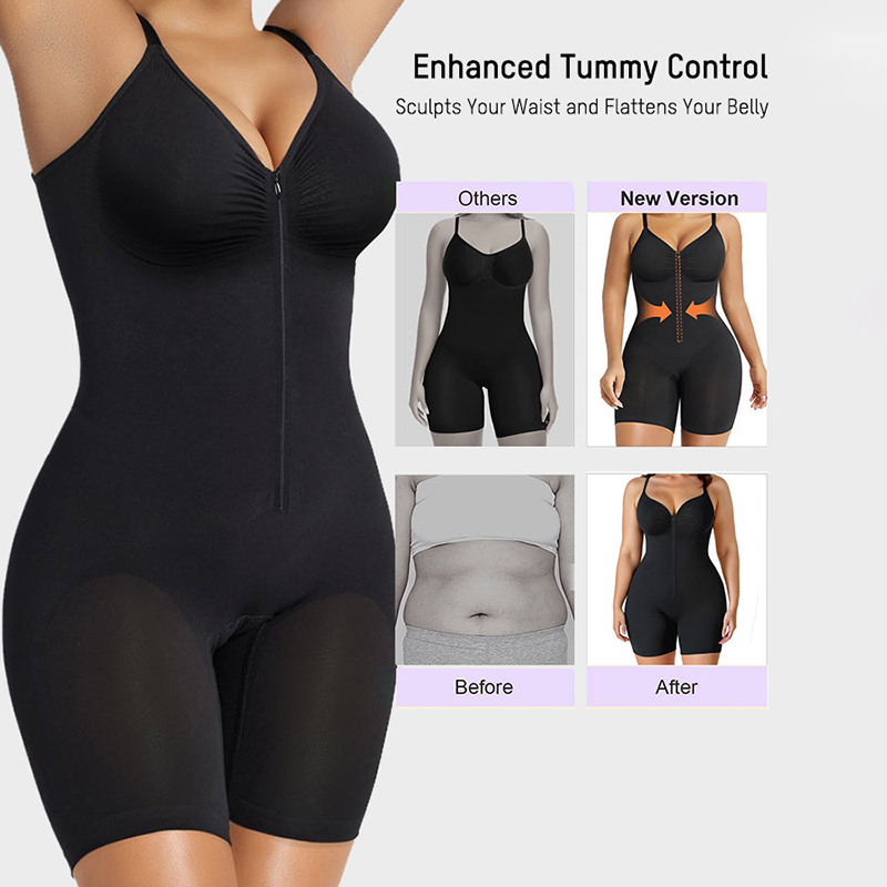 Women's Tummy Control Zip Front Bodysuit