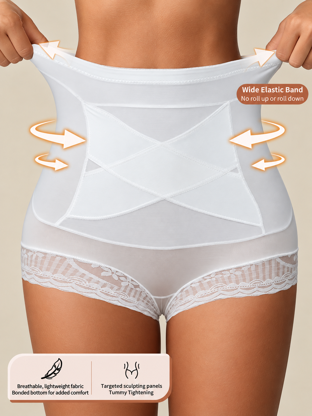 Criss-cross Waist-shaping Panties With A Pure Cotton Gusset