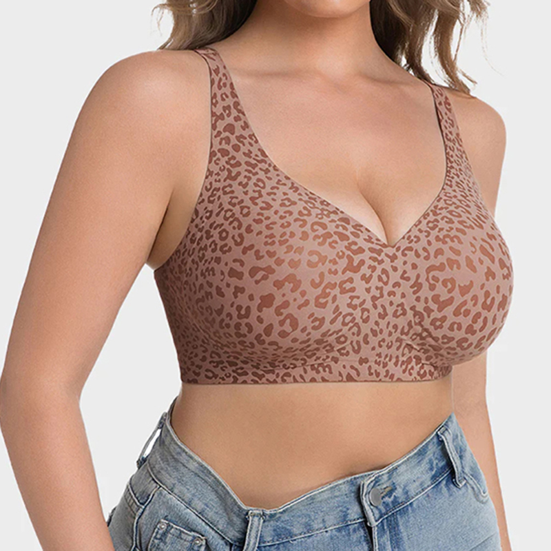 Wireless Leopard V-neck Contour Bra