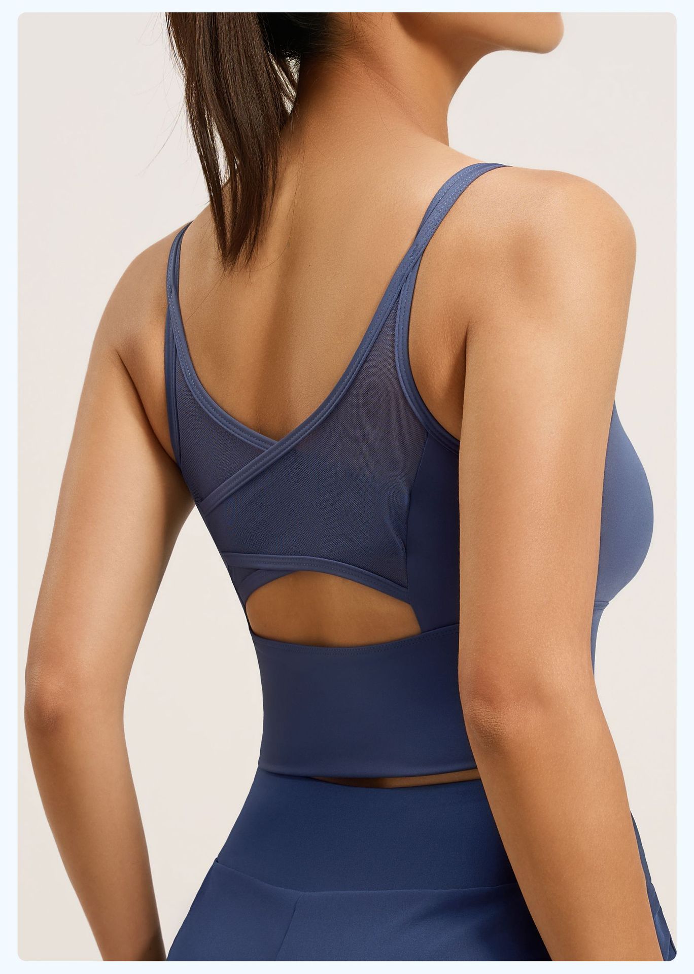 Mesh Yoga Backless One-piece Sports Fitness Bra