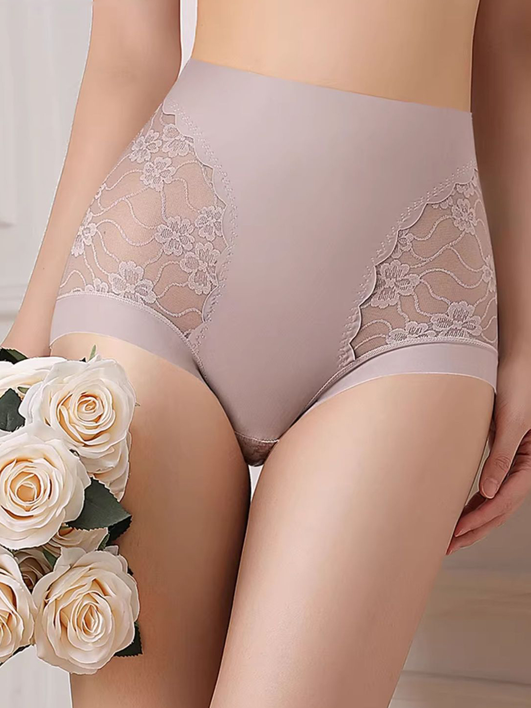 Lace High Elastic Seamless Fitted Butt-lifting Women's Underwear