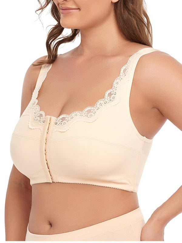 Women's Front Fastening Full Coverage Non Wired Back Support Bra