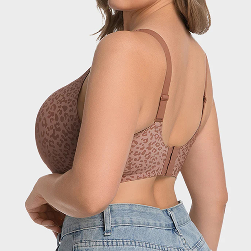 Wireless Leopard V-neck Contour Bra