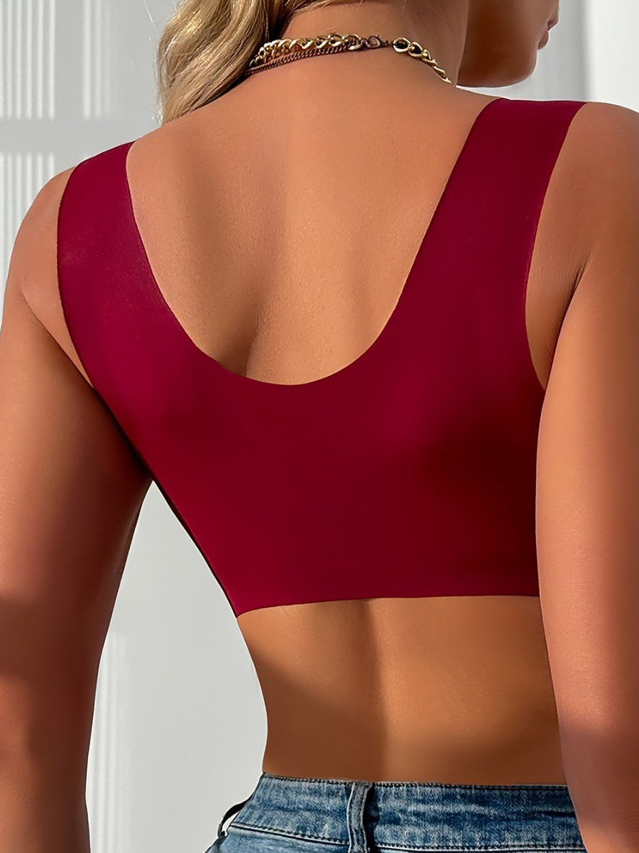 Lace-trimmed Front Clasp Push-up Vest-style Bra