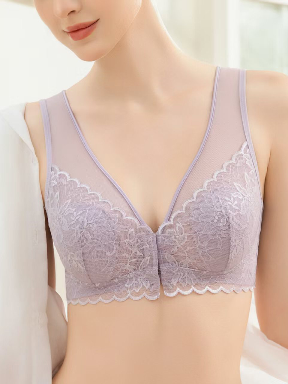 Silk Front-opening Lace Mesh Breathable And Lightweight Bra