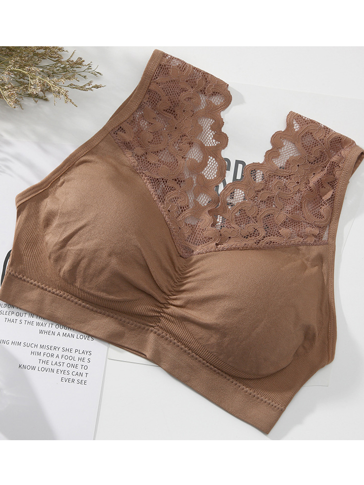 Back Lace Wire-free Seamless One-piece Cup