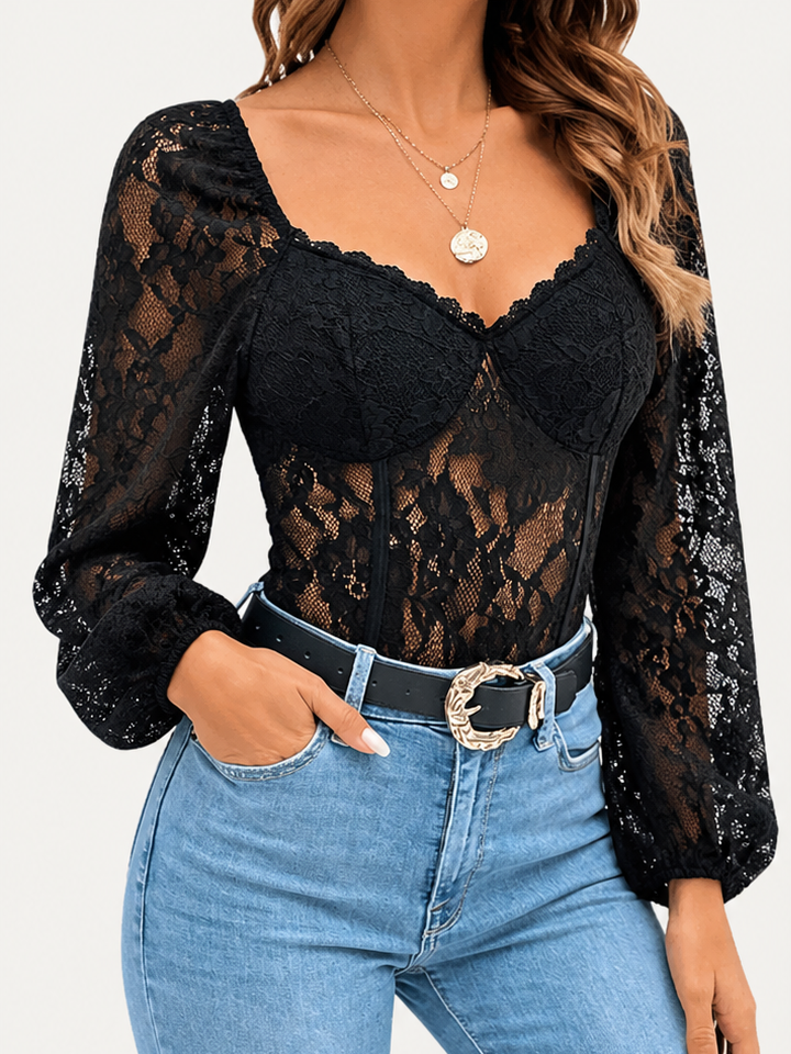 Women's Long-sleeve Lace Bodysuit