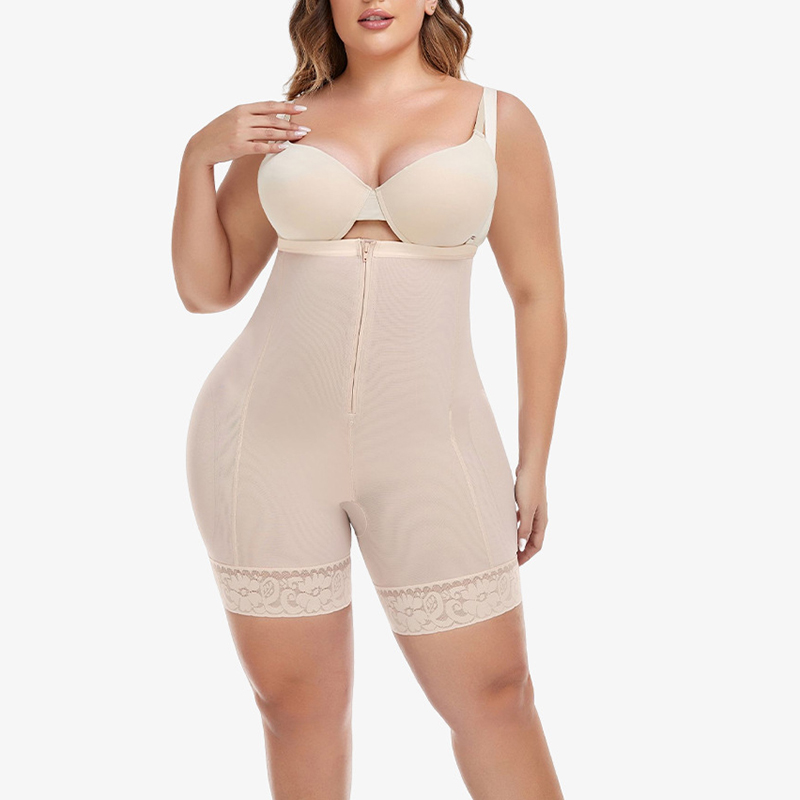 Slim Solid Zipper Breasted One-Piece Suit Corset