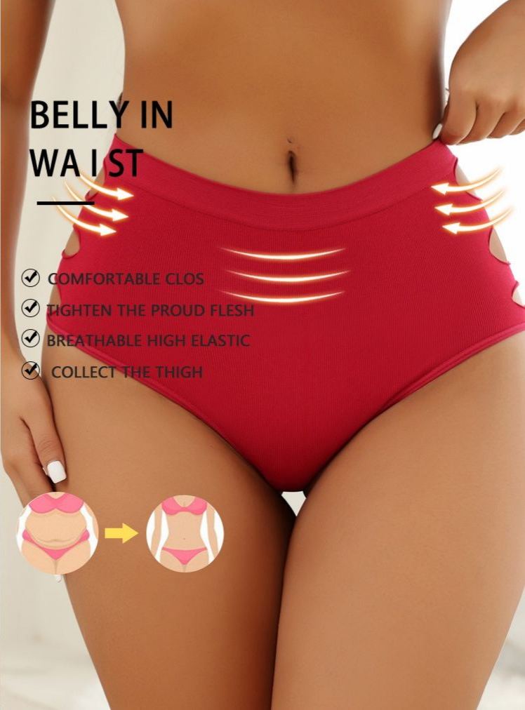 Seamless High-waisted Women's Panties With Cut-out Details
