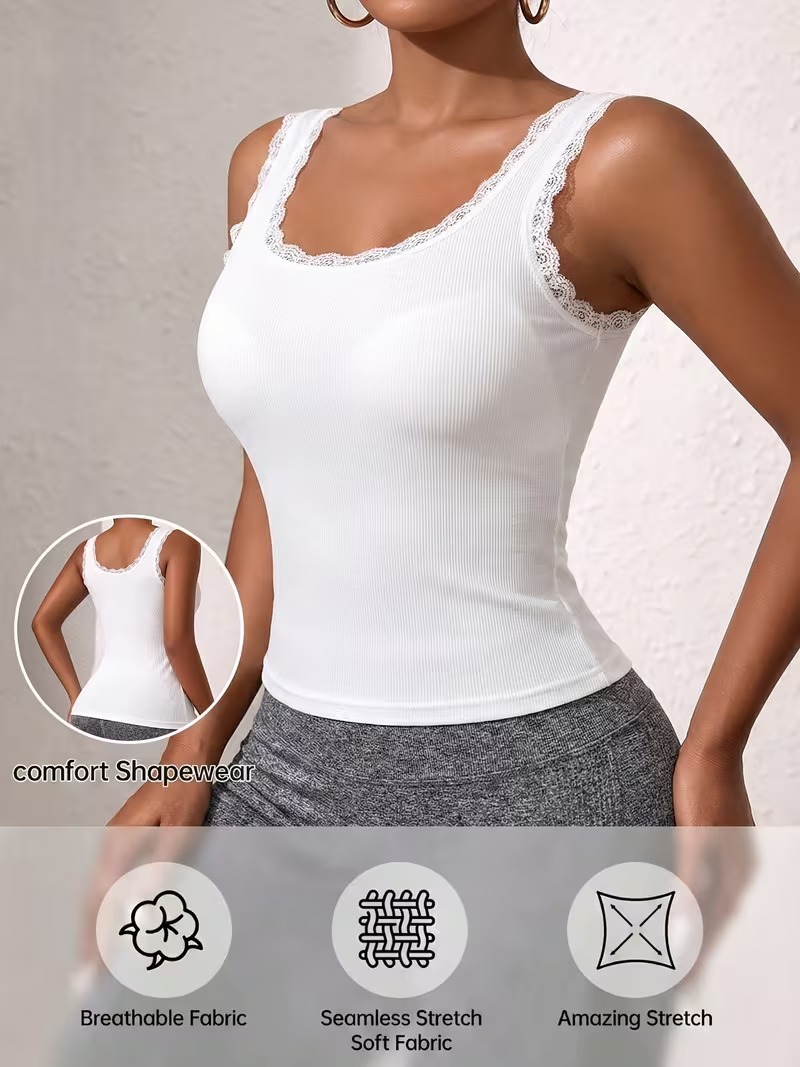 Lace-trimmed Fixed Cup Outerwear Innerwear