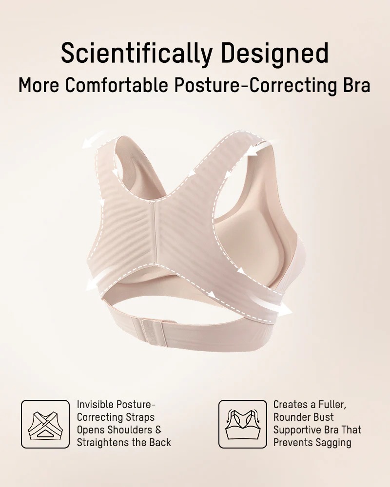 Front Closure Cross-back Wireless Posture Bra