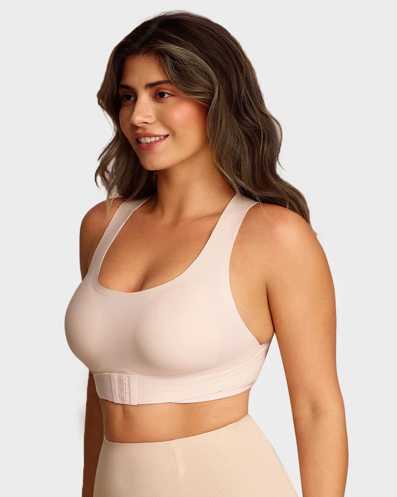 Front Closure Cross-back Wireless Posture Bra