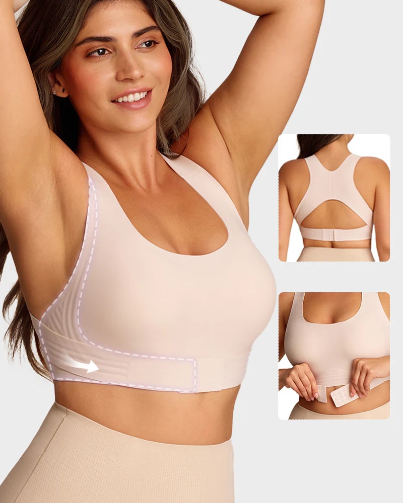 Front Closure Cross-back Wireless Posture Bra