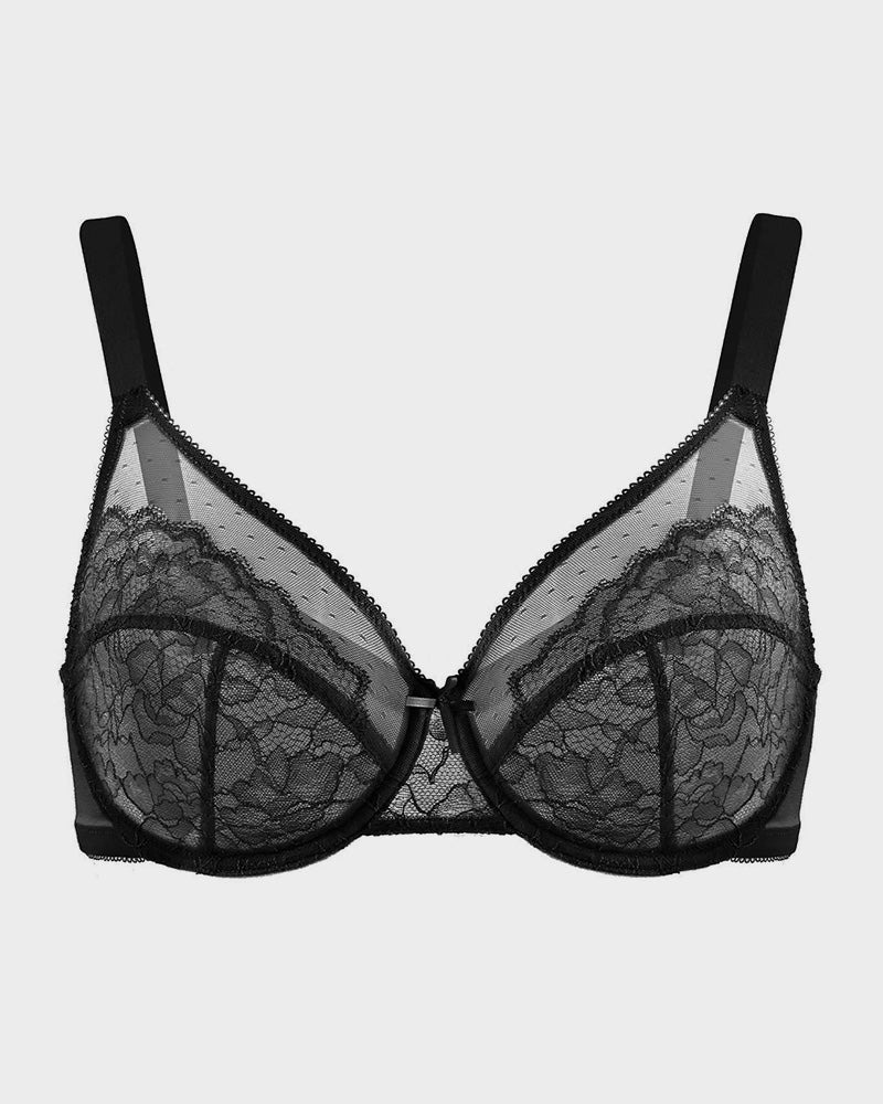 Unlined Mesh Full Coverage Lace Minimizer Bra