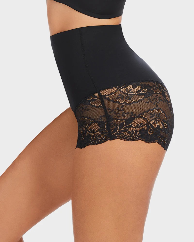 Lace Stitching High Waist Breathable Tummy Control Underwear