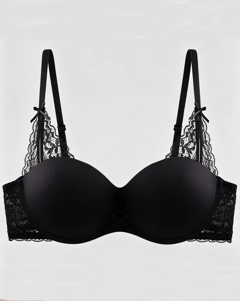 Lace Bow Padded Push-up Underwire Bra