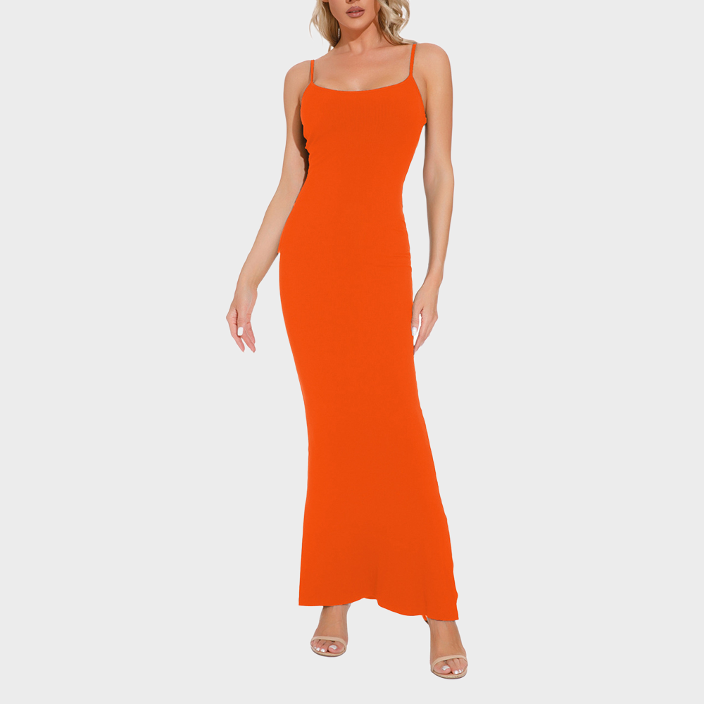 Solid Color Sling Tummy Control Butt Lifter Body Shaping Maxi Dress