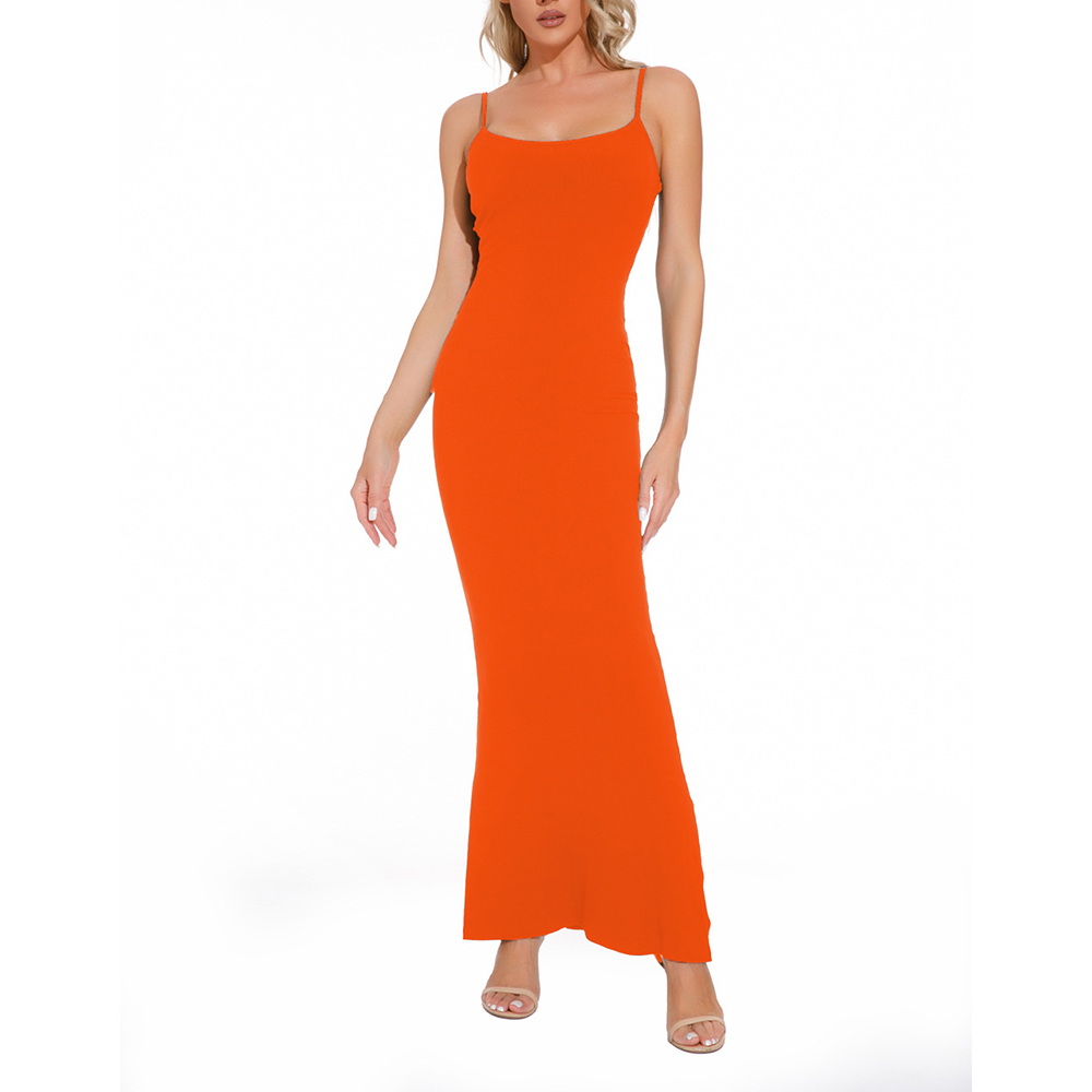 Solid Color Sling Tummy Control Butt Lifter Body Shaping Maxi Dress