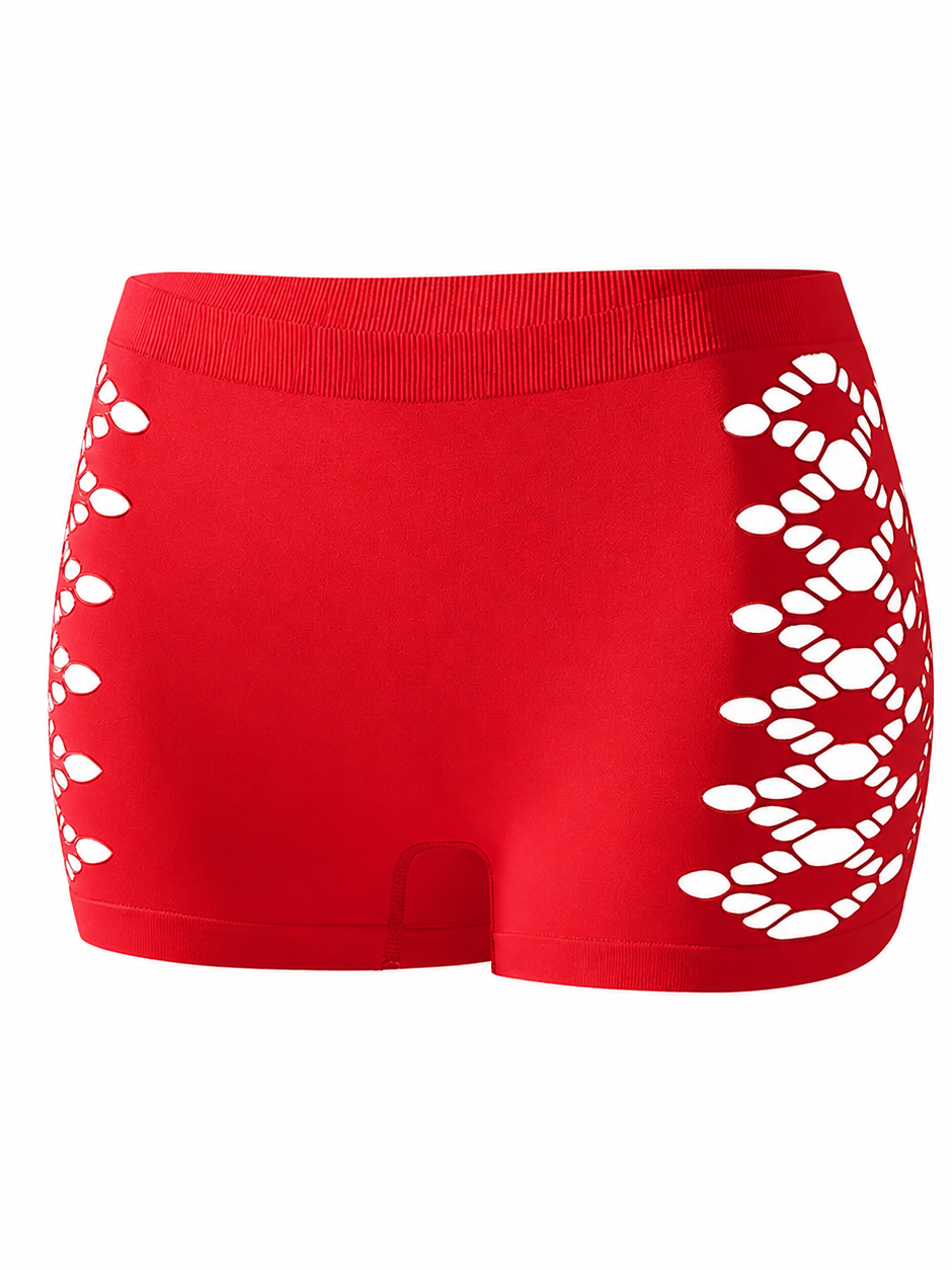 Solid Color Geometric Cutout Boxer Briefs
