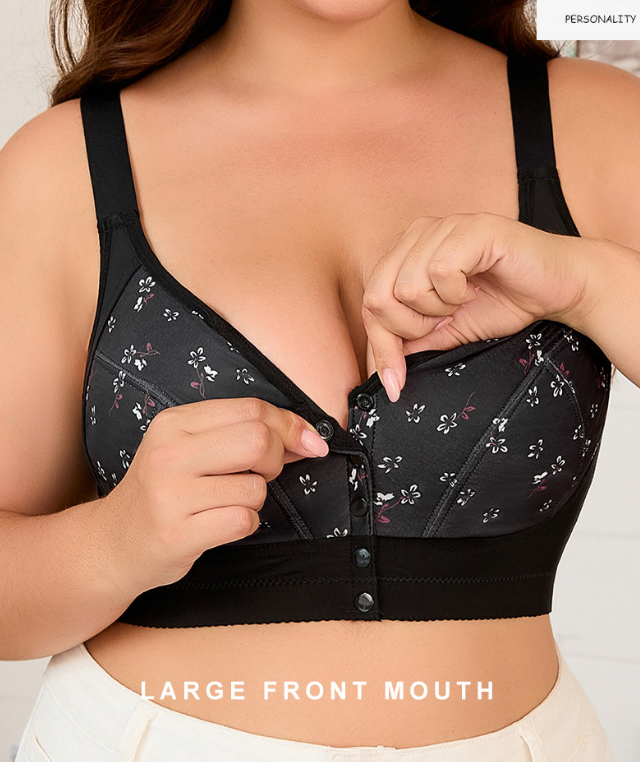 Front-fastening Adjustable Shoulder Strap Printed Women's Bra